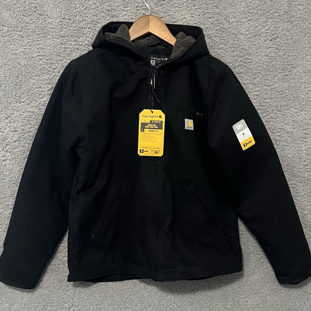 Carhartt Womens Size M Black Washed Duck Sherpa Lined Full Zip Jacket New